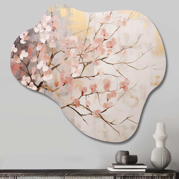 Cherry Blossom Tree Whispers Of Pink - Asymmetric Metal Wall Art